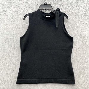 Ann Taylor Loft Women’s M Sweater Tank Top Knit Black Tie Wool Blend Sleeveless